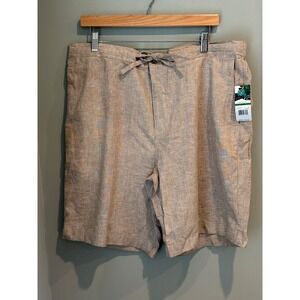 Cubavera Mens Linen Blend Drawstring Shorts Beige Striped New L